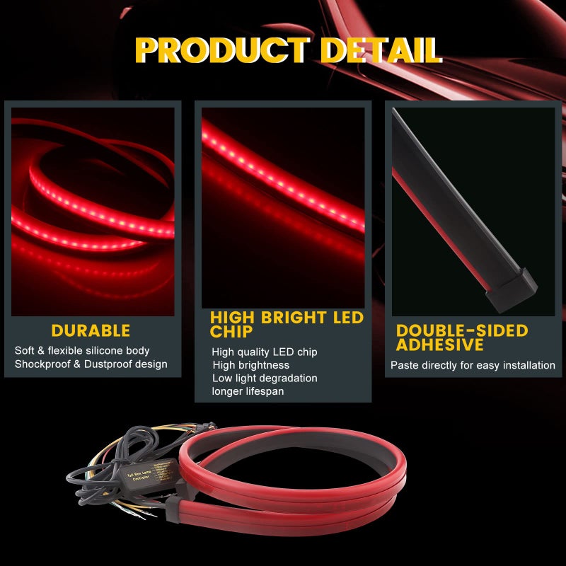 YM EBright YM E-Bright LED Brake Light Strip Light Third Brake 5 Function Sequential Turn Signals Brake High Mount Stop Light for Pickup Truck Van RV SUV Bus Cargo DC12V - Image 3